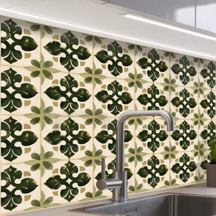 Revestimiento cocina - Patrón - Azulejos - Verde — 1