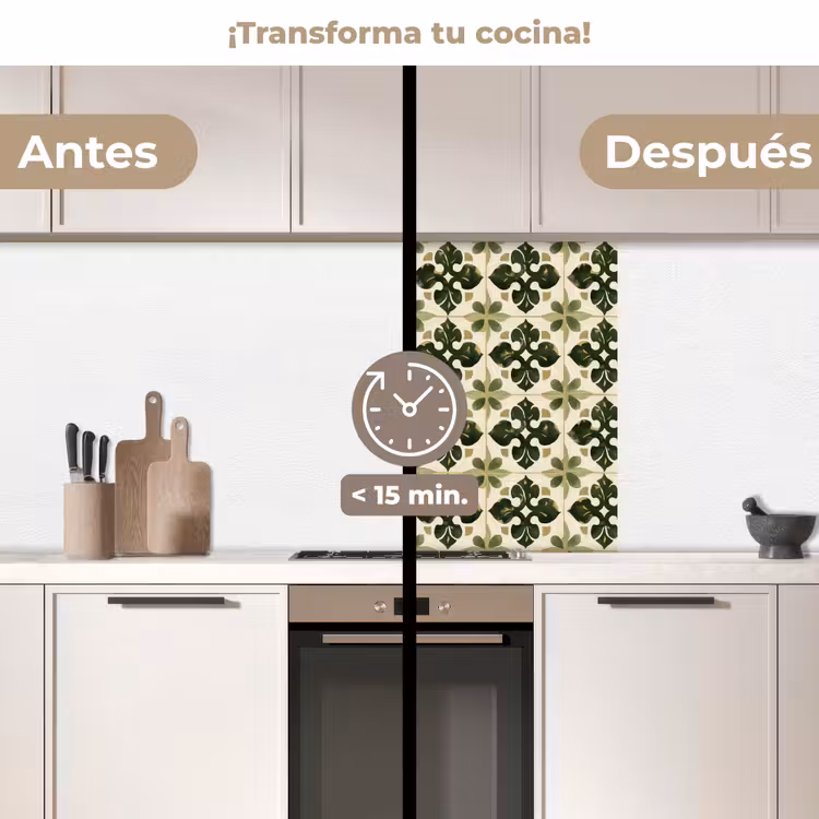 Revestimiento cocina - Patrón - Azulejos - Verde — 2