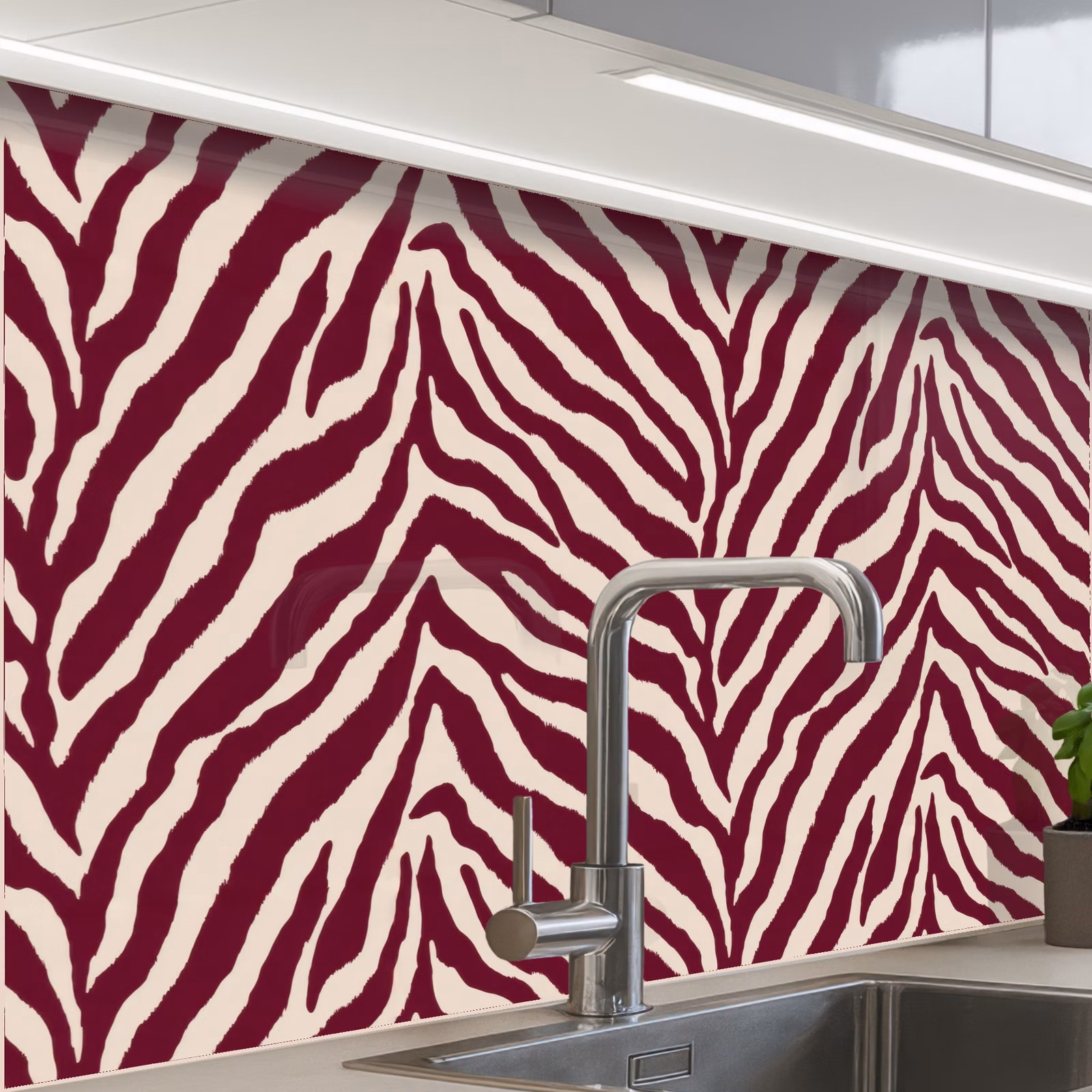 Revestimiento cocina - Cebra - Motivo - Burdeos - Rojo — 1