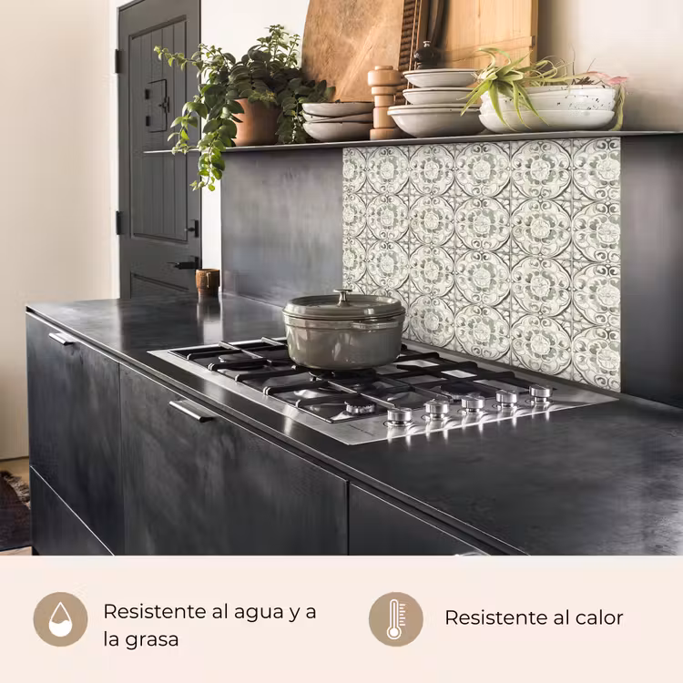 Revestimiento cocina - Adorno rizado - Azulejo - Verde — 4