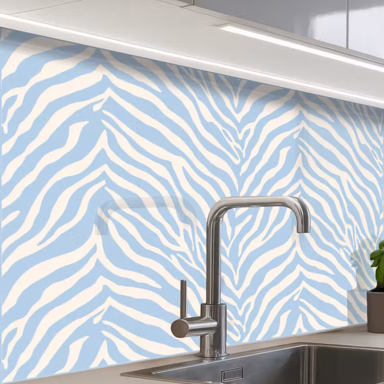 Revestimiento cocina - Cebra - Motivo - Azul - Blanco — 1