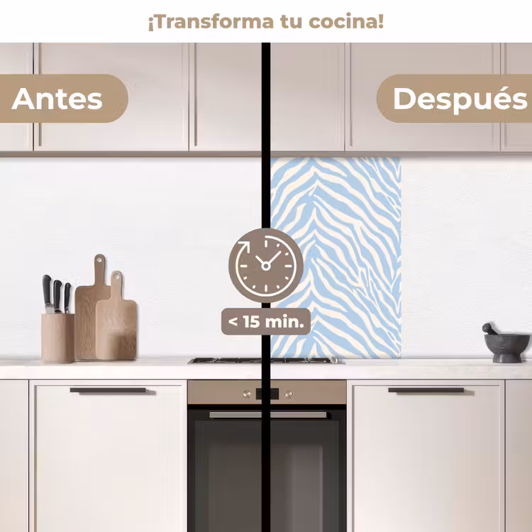 Revestimiento cocina - Cebra - Motivo - Azul - Blanco — 2
