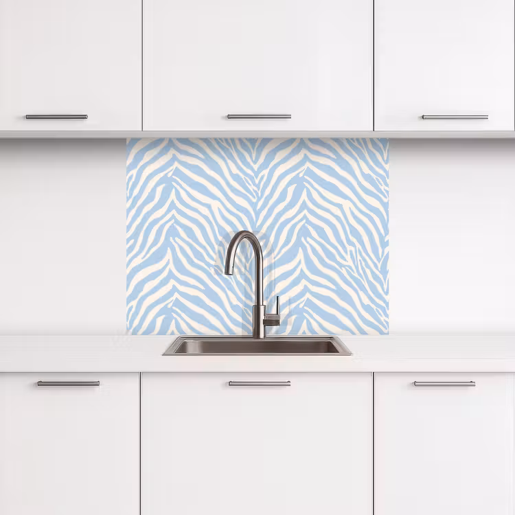 Revestimiento cocina - Cebra - Motivo - Azul - Blanco — 3