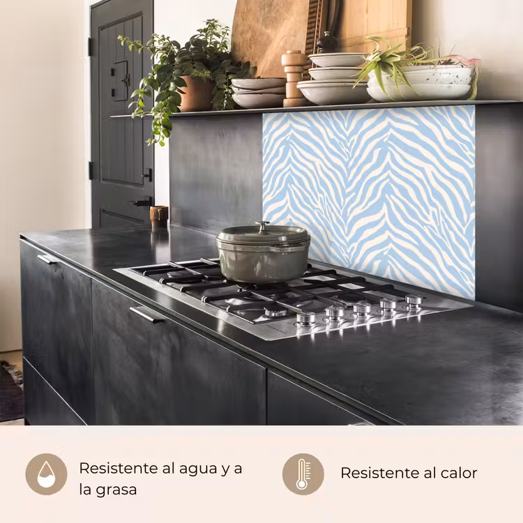 Revestimiento cocina - Cebra - Motivo - Azul - Blanco — 4