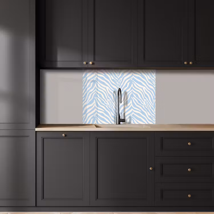 Revestimiento cocina - Cebra - Motivo - Azul - Blanco — 5