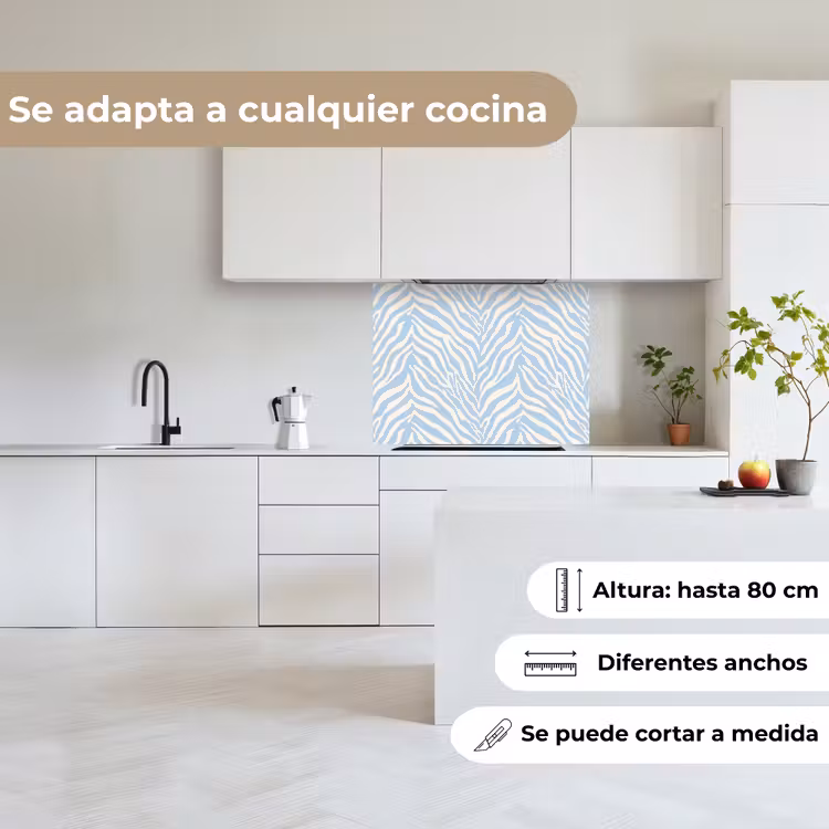 Revestimiento cocina - Cebra - Motivo - Azul - Blanco — 6