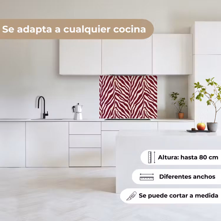 Revestimiento cocina - Cebra - Motivo - Burdeos - Rojo — 6