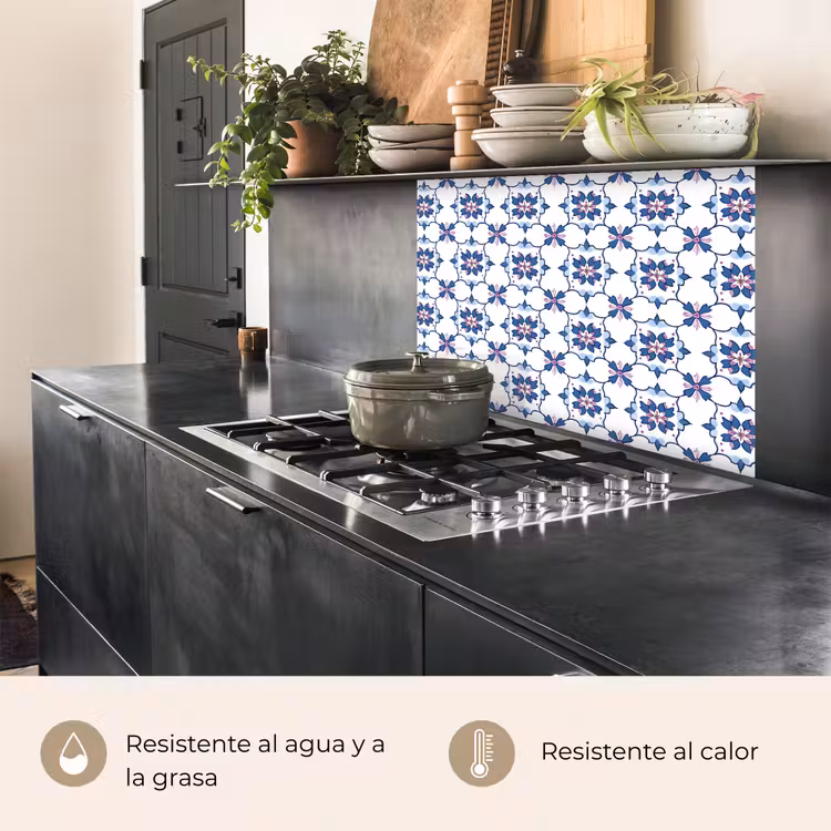 Revestimiento cocina - Moderno - Estampado - Azul - Rosa — 4