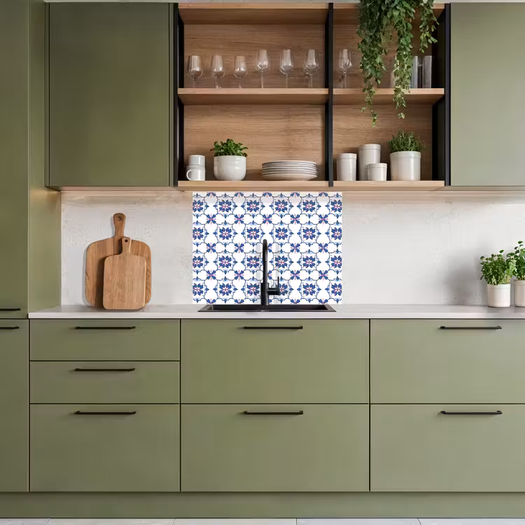 Revestimiento cocina - Moderno - Estampado - Azul - Rosa — 7