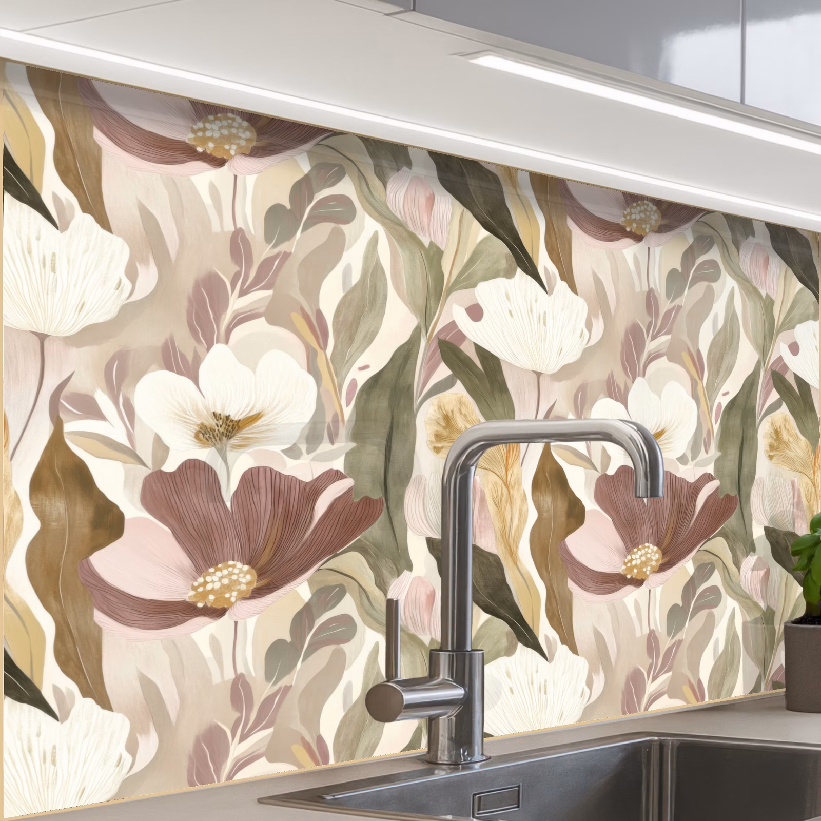 Revestimiento cocina - Flores - Acuarela - Colorido — 1