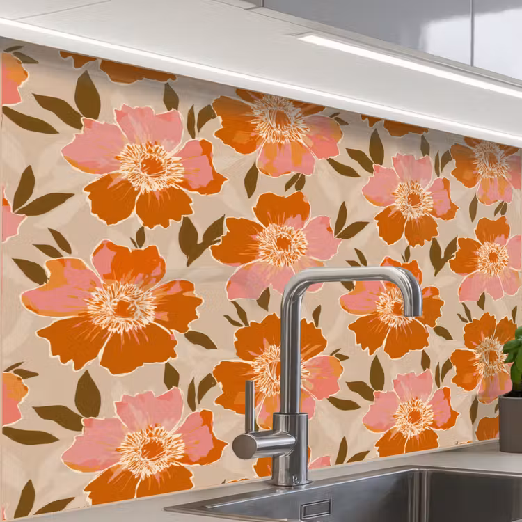 Revestimiento cocina - Flores - Motivo - Retro — 1