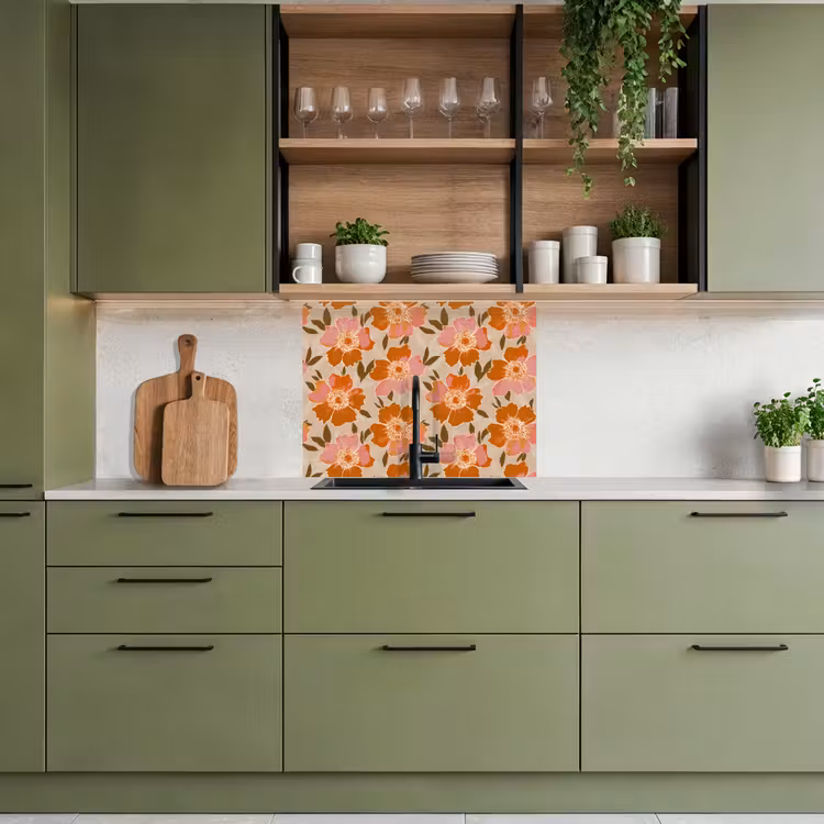 Revestimiento cocina - Flores - Motivo - Retro — 7