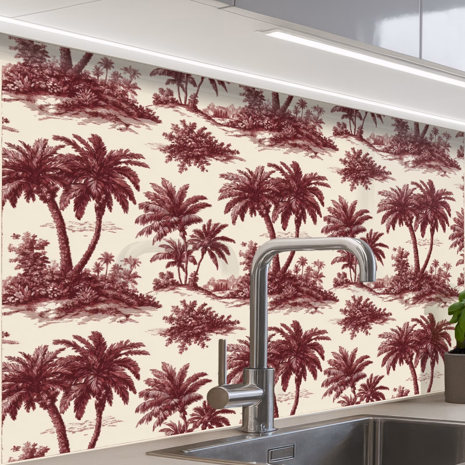 Revestimiento cocina - Tropical - Geométrico - Borgoña — 1