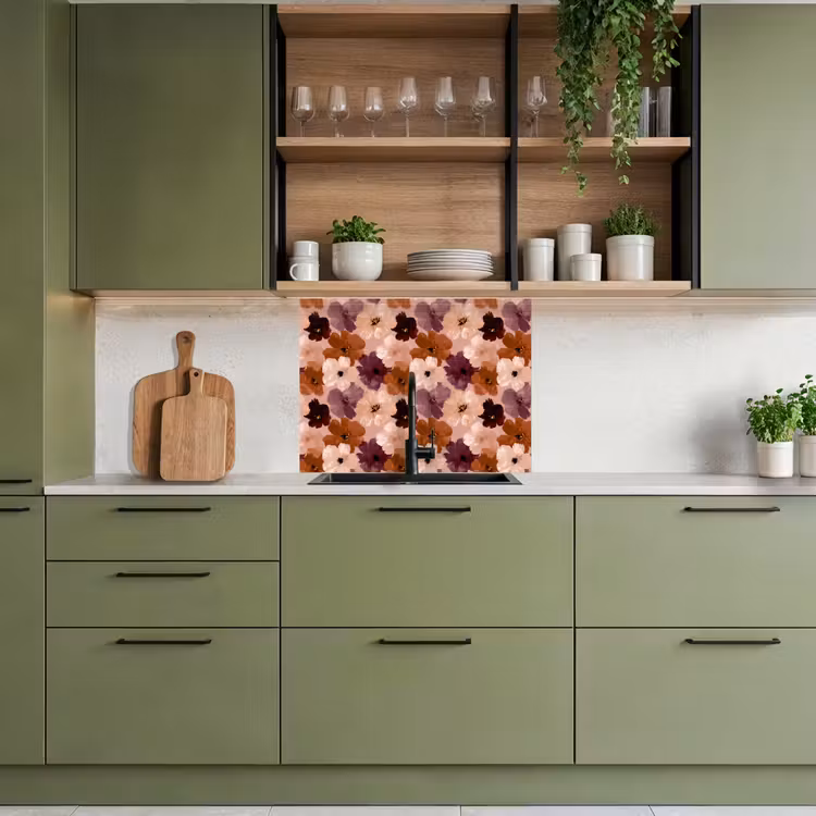 Revestimiento cocina - Flores - Abstracto - Tonos tierra — 7