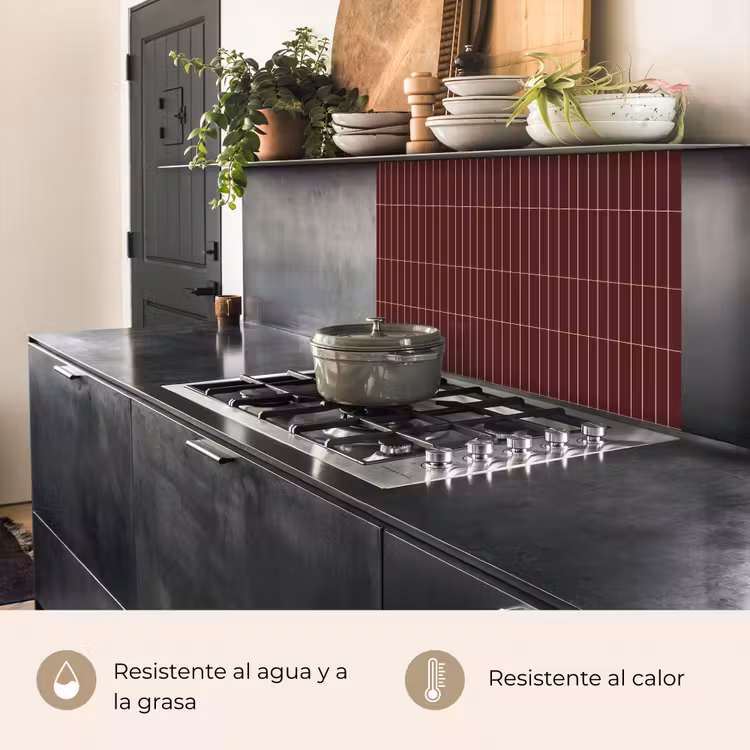 Revestimiento cocina - Líneas - Patrón - Burdeos — 4