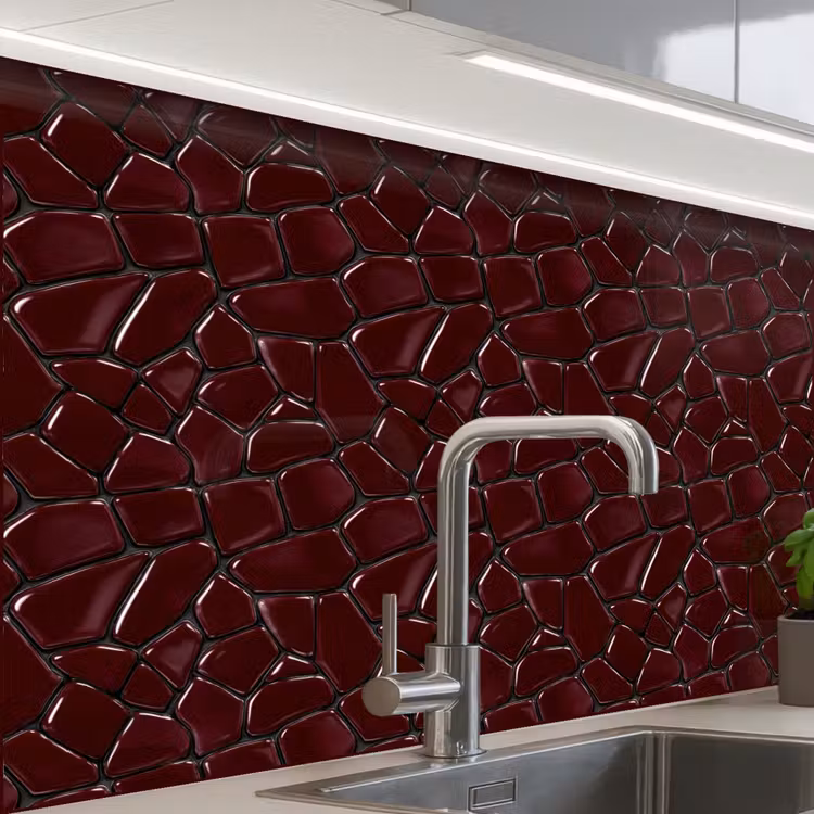 Revestimiento cocina - Mosaico - Azulejo - Rojo burdeos — 1