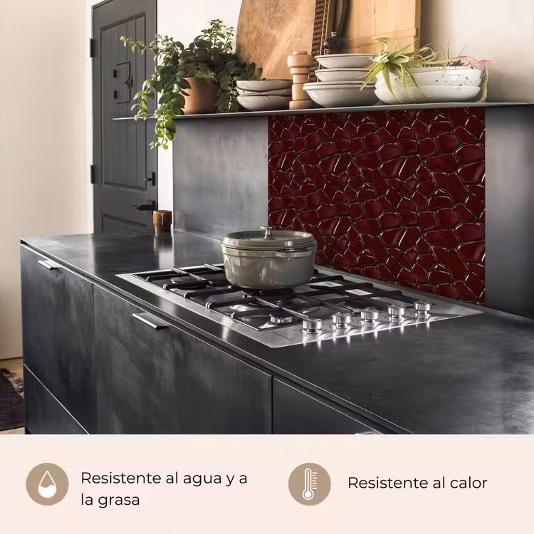 Revestimiento cocina - Mosaico - Azulejo - Rojo burdeos — 4