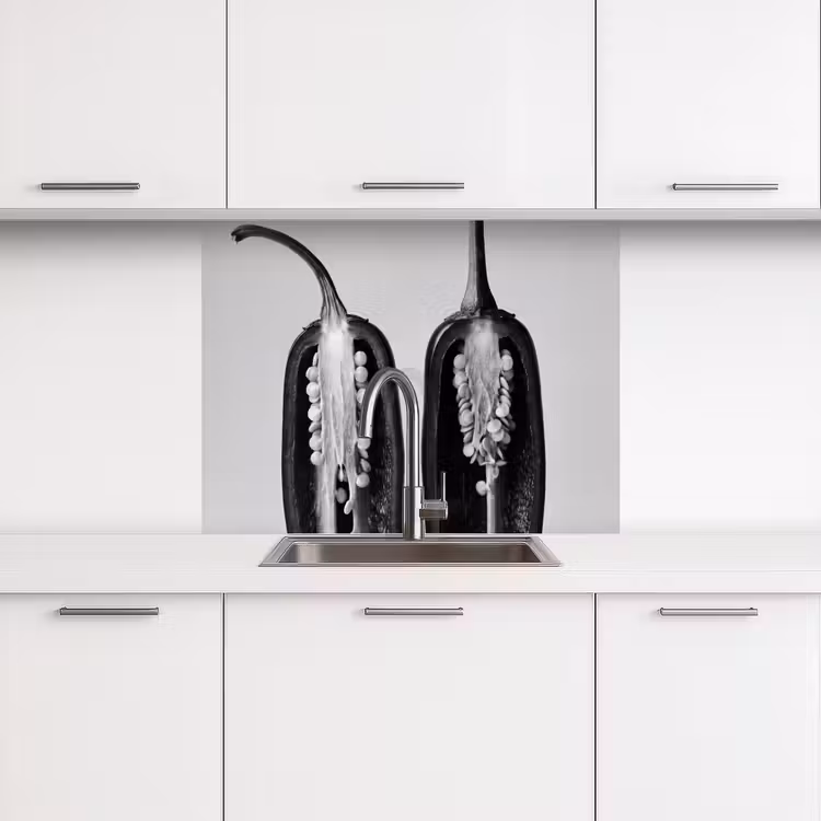 Revestimiento cocina - Pimientos - Negro - Blanco - Marcos de semillas — 3