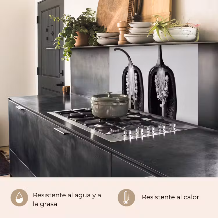 Revestimiento cocina - Pimientos - Negro - Blanco - Marcos de semillas — 4