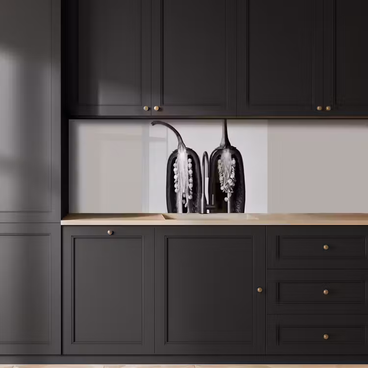 Revestimiento cocina - Pimientos - Negro - Blanco - Marcos de semillas — 5