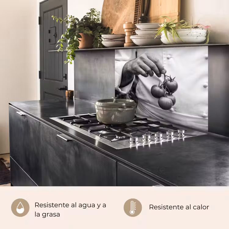 Revestimiento cocina - Tomates - Chef - Negro - Blanco — 4