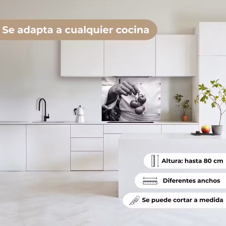 Revestimiento cocina - Tomates - Chef - Negro - Blanco — 6