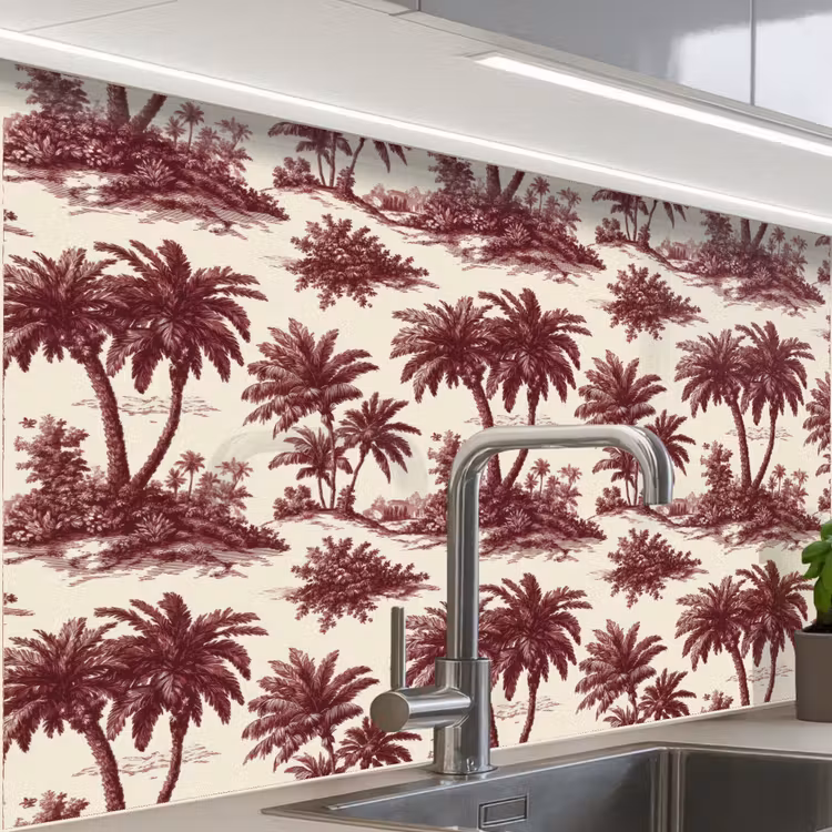 Revestimiento cocina - Tropical - Geométrico - Borgoña — 1