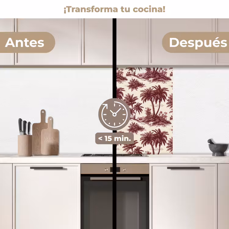 Revestimiento cocina - Tropical - Geométrico - Borgoña — 2