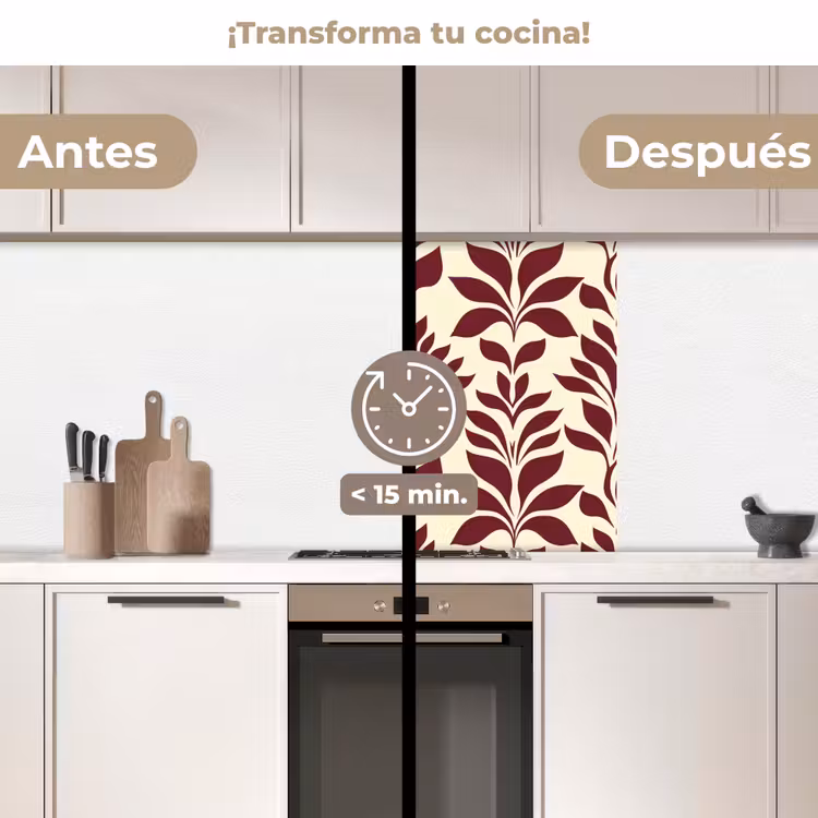 Revestimiento cocina - Abstracto - Hojas - Borgoña — 2