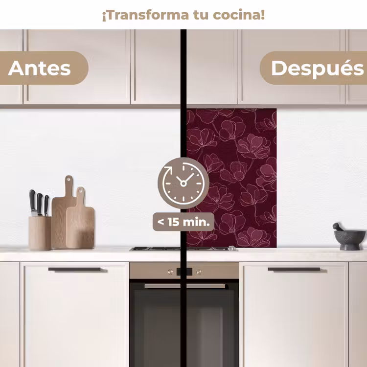 Revestimiento cocina - Flores - Patrón - Borgoña — 2