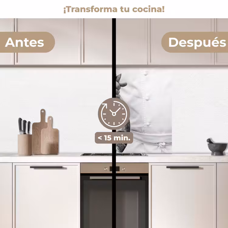 Revestimiento cocina - Pesca - Chef - Negro - Blanco — 2