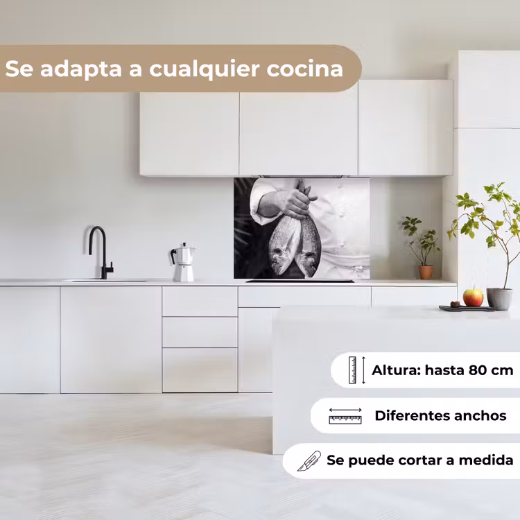Revestimiento cocina - Pesca - Chef - Negro - Blanco — 6