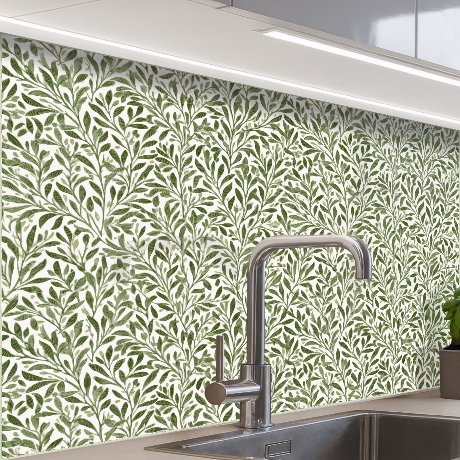 Revestimiento cocina - Botánico - Ramas - Verde — 1