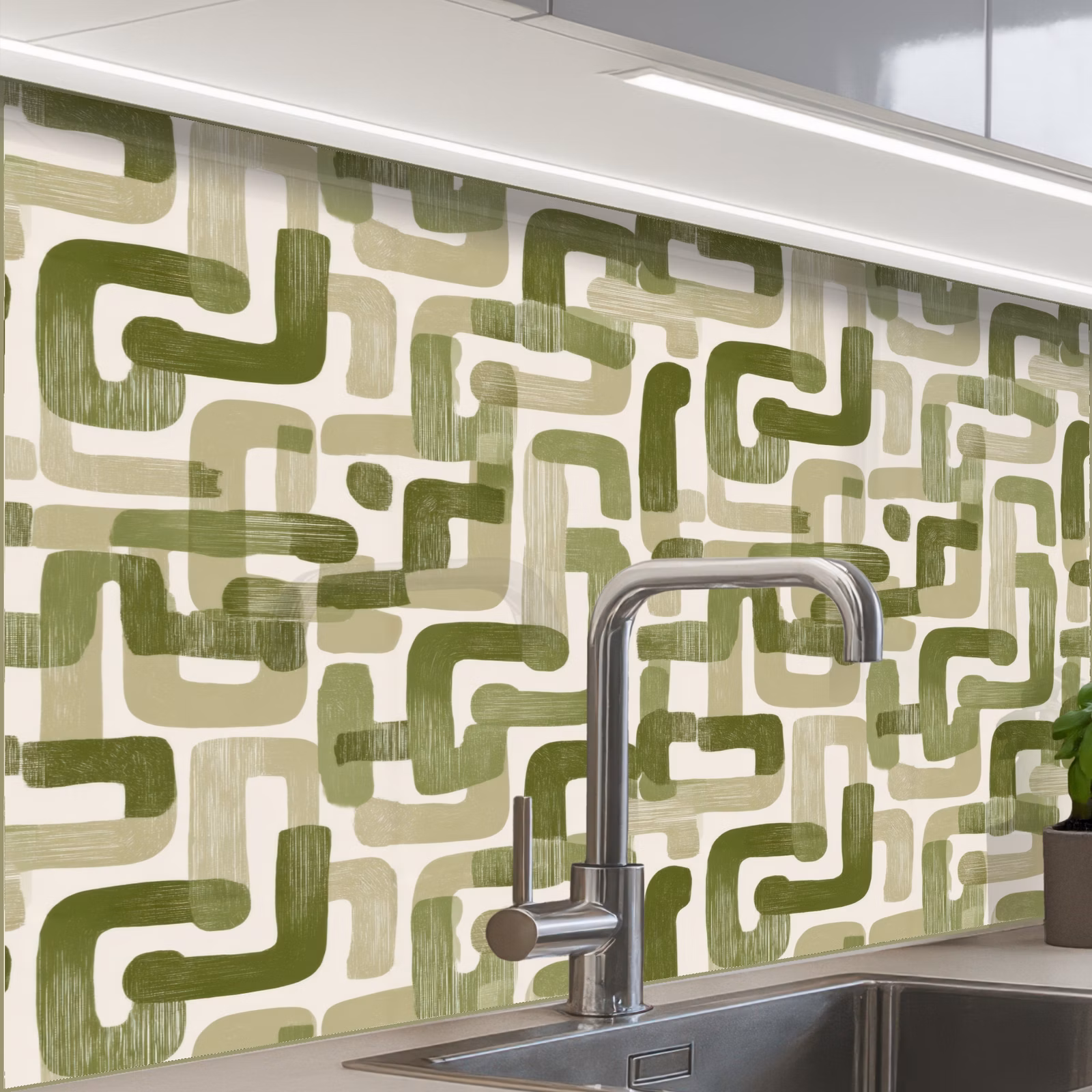 Revestimiento cocina - Moderno - Gráfico - Verde — 1