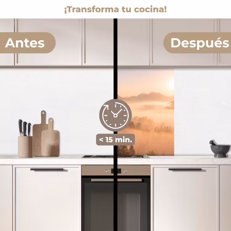 Revestimiento cocina - Luz solar - Niebla - Montañas - Árboles — 2