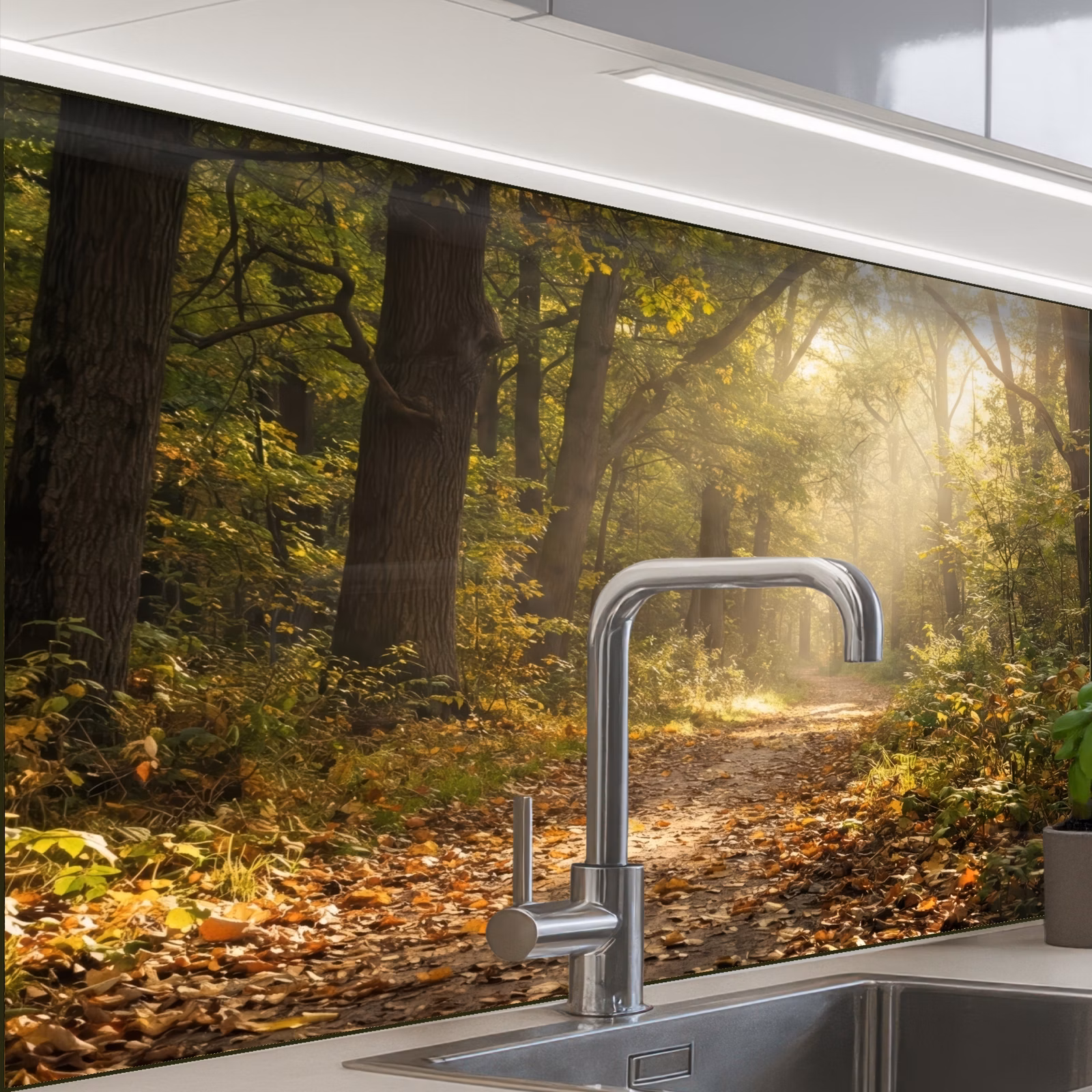 Revestimiento cocina - Luz solar - camino forestal - árboles — 1