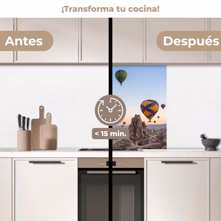 Revestimiento cocina - Globos aerostáticos - Rocas - Amanecer — 2