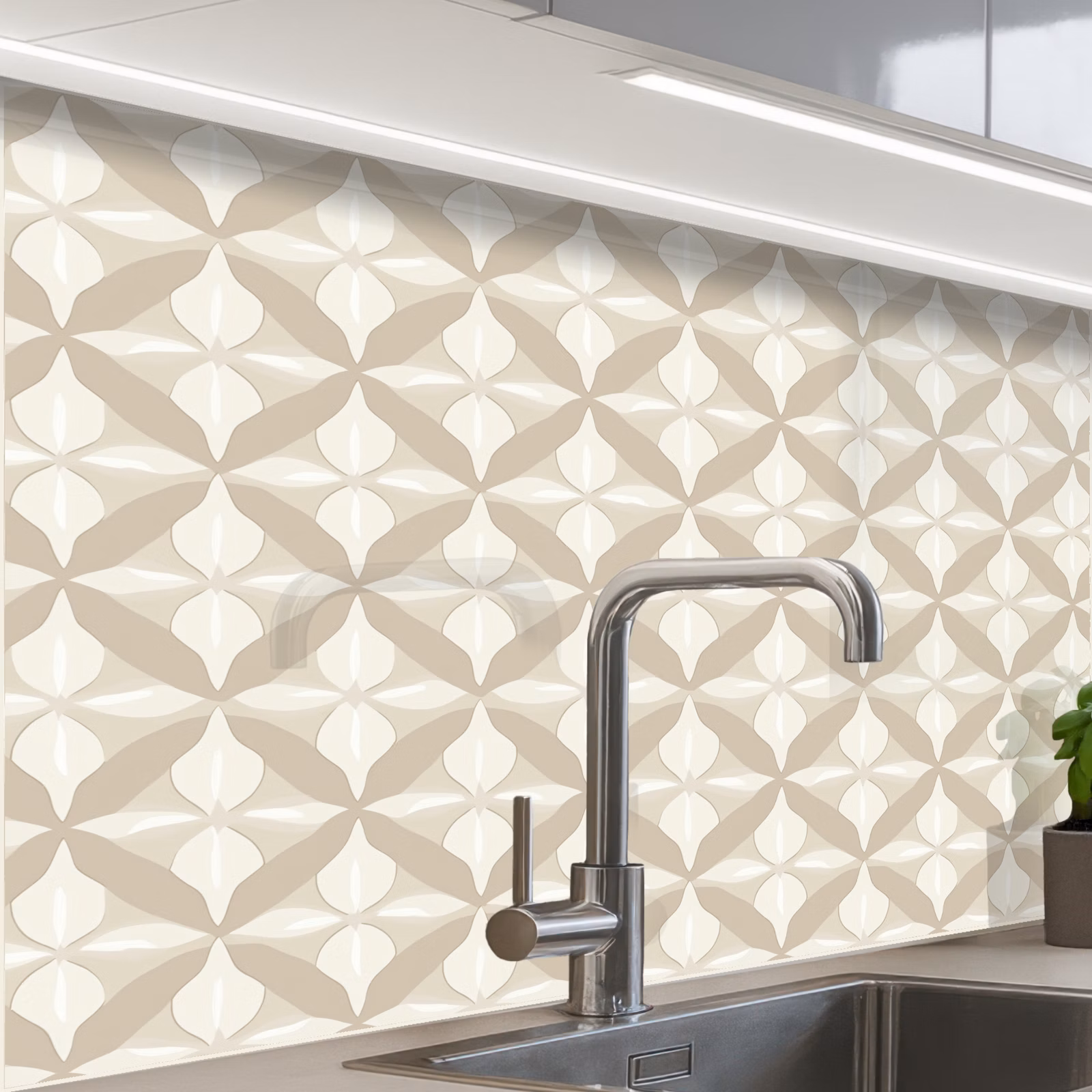 Revestimiento cocina - Patrón - Clásico - Beige — 1