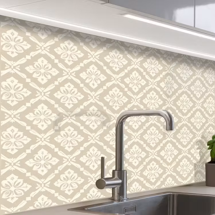 Revestimiento cocina - Floral - Adorno - Beige — 1