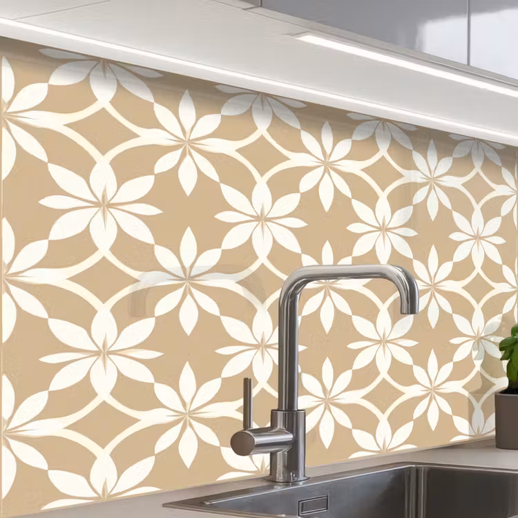 Revestimiento cocina - Flores - Estampado - Beige — 1