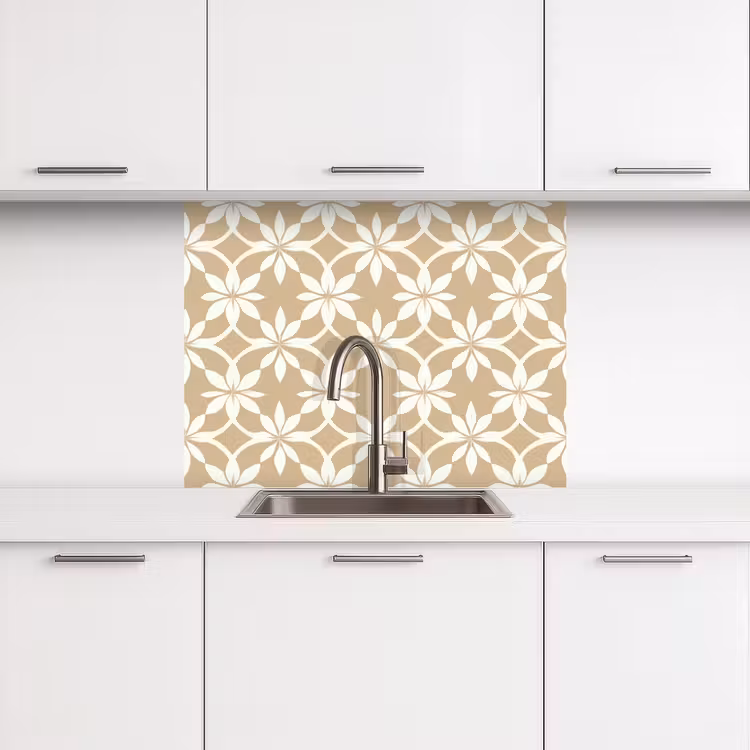 Revestimiento cocina - Flores - Estampado - Beige — 3
