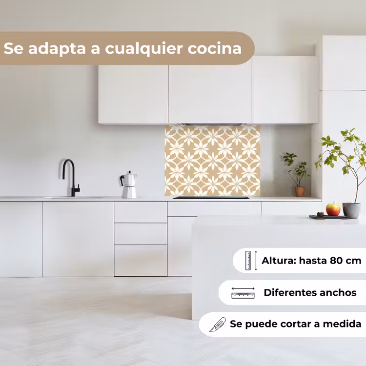 Revestimiento cocina - Flores - Estampado - Beige — 6