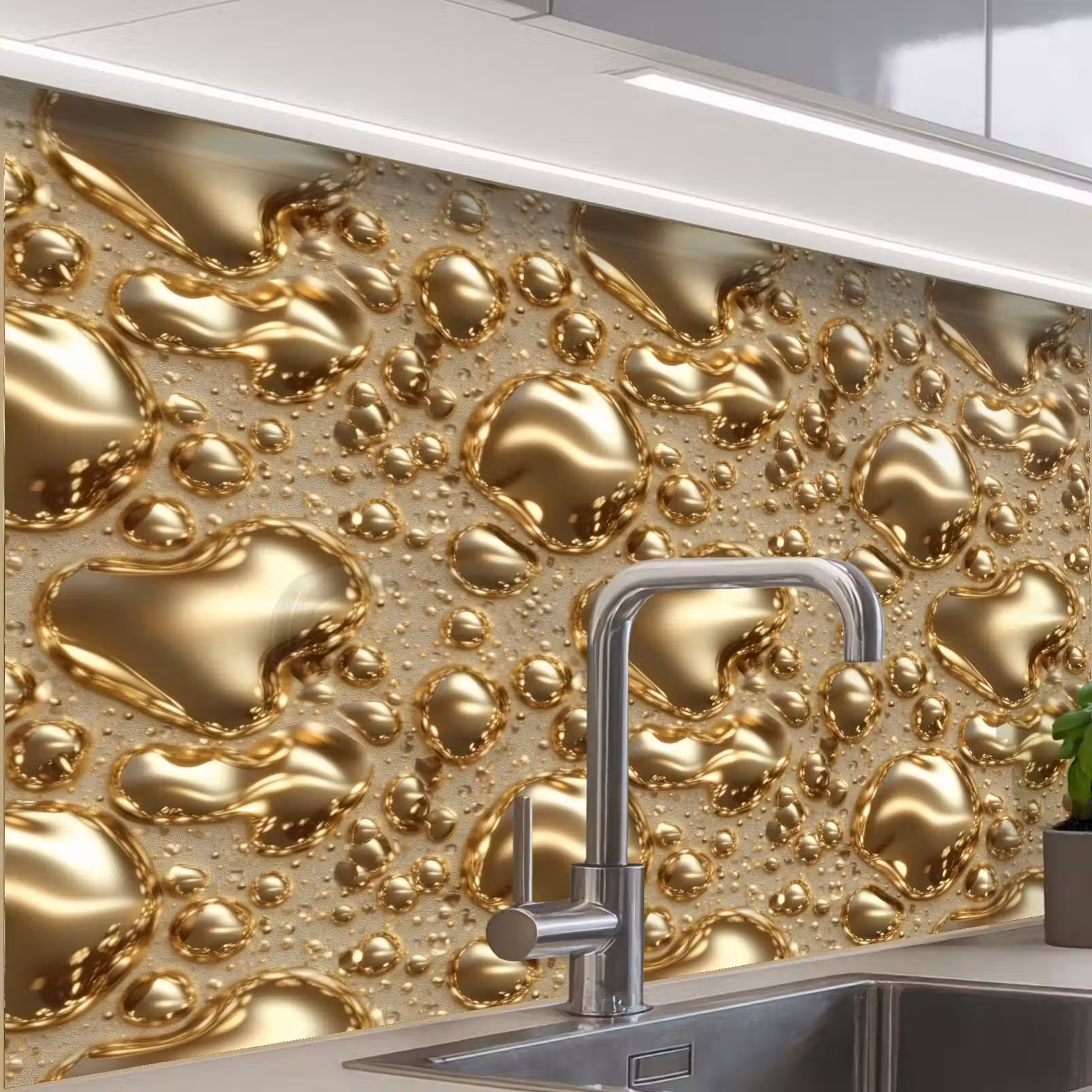 Revestimiento cocina - Gotas - Orgánico - Oro — 1