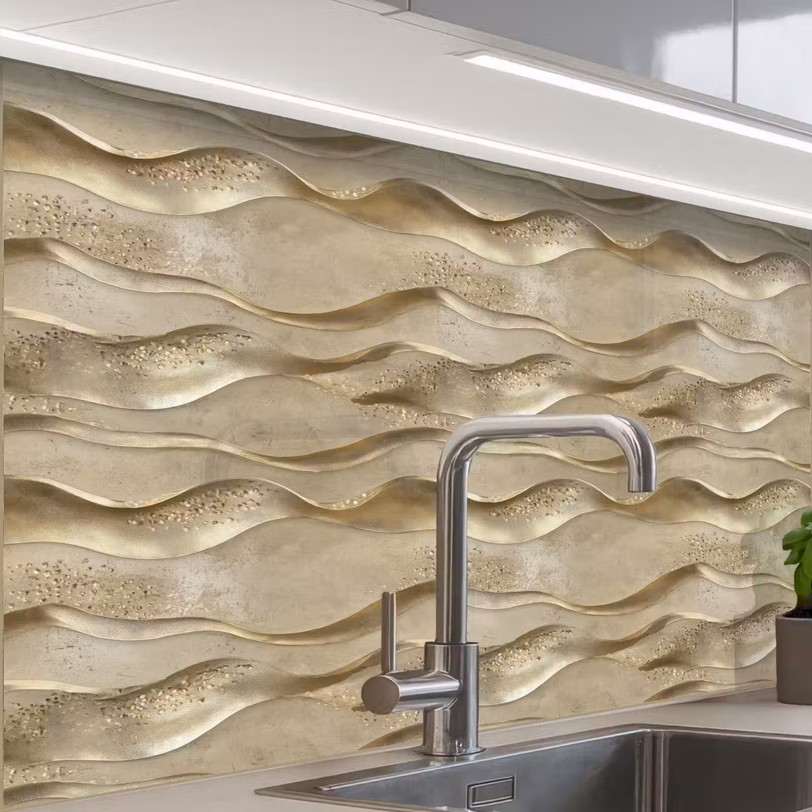 Revestimiento cocina - Ondas - Patrón - Oro — 1