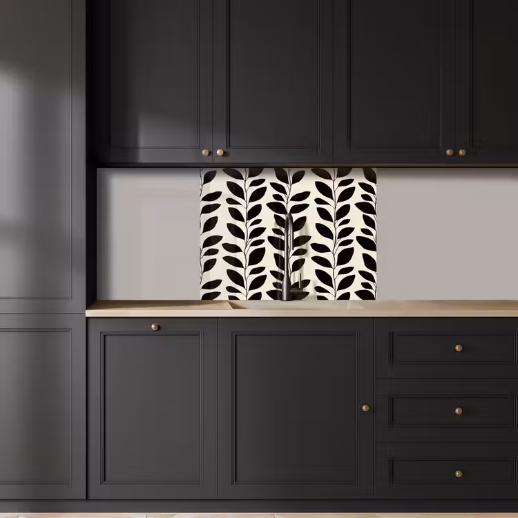 Revestimiento cocina - Botánico - Estampado - Negro - Beige — 5