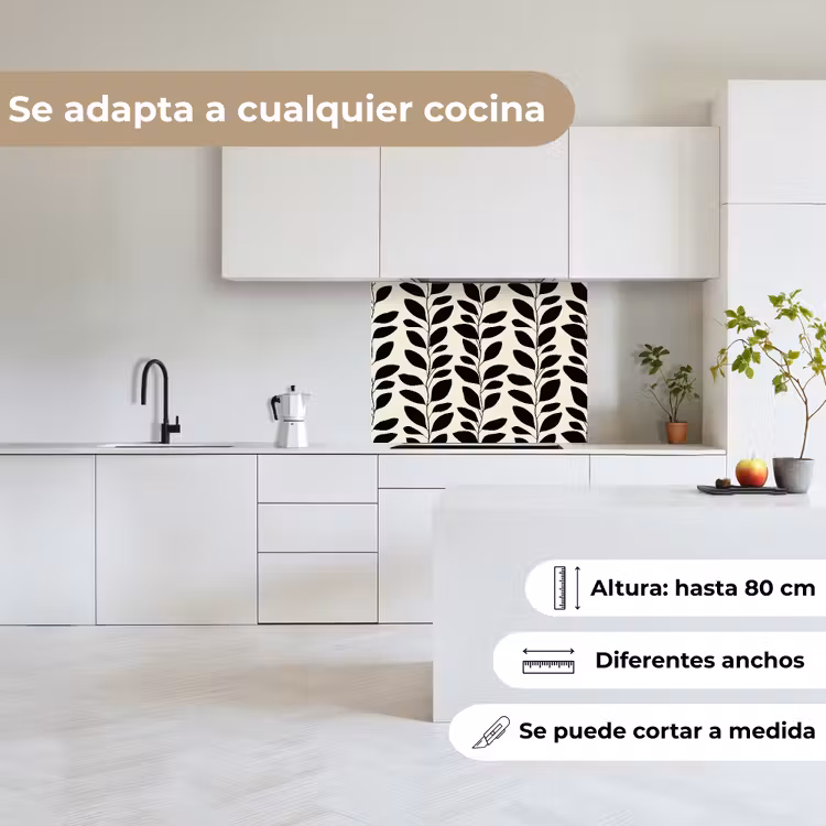 Revestimiento cocina - Botánico - Estampado - Negro - Beige — 6