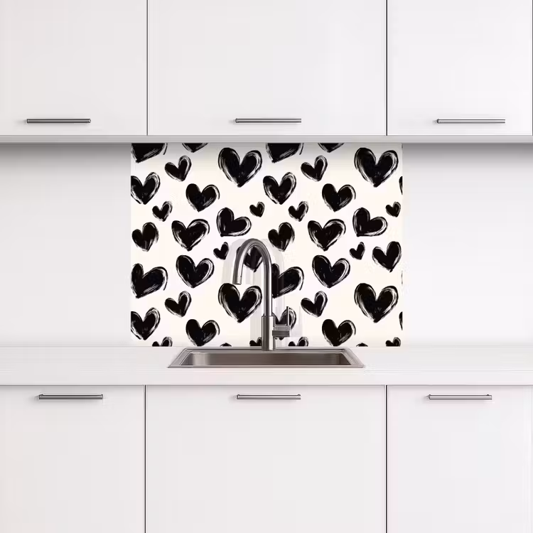 Revestimiento cocina - Corazones - Patrón - Negro — 3