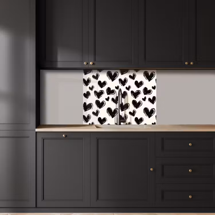 Revestimiento cocina - Corazones - Patrón - Negro — 5