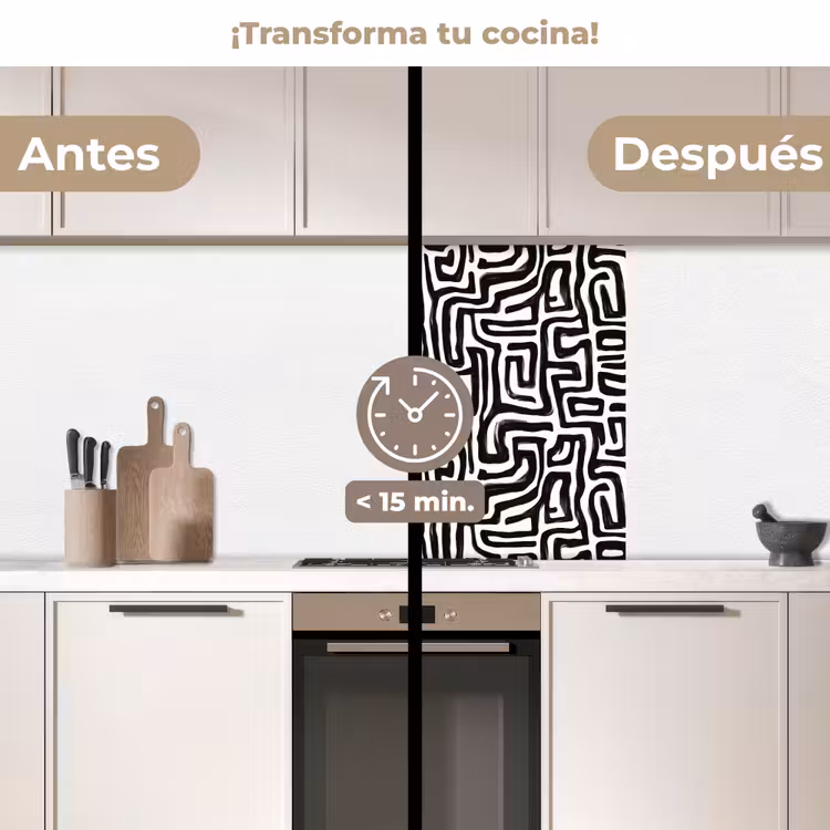Revestimiento cocina - Gráfico - Líneas - Blanco y negro — 2