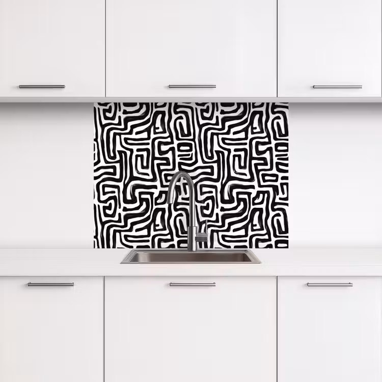 Revestimiento cocina - Gráfico - Líneas - Blanco y negro — 3